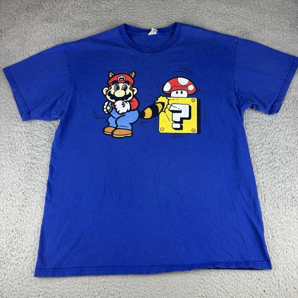 Super Mario Bros T Shirt Nintendo Graphic Video Game Blue Rare 2004 XL Vtg Y2K‎